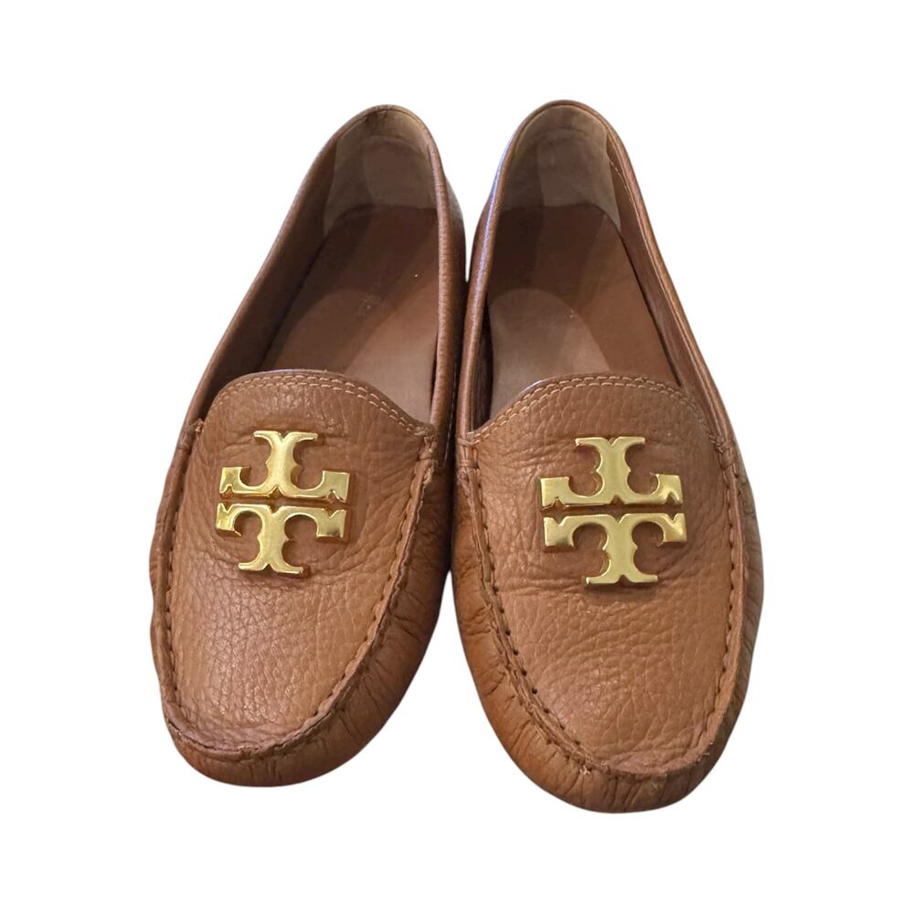 Tory Burch Everly Driver Royal Tan Leather Loafers Women’s 8 w/ Box - Picture 5 of 7